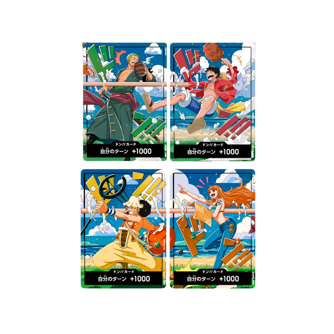 One Piece – World Unification Commemorative DON!! Card - Monkey D. Luffy & Zoro & Usopp & Nami Bundle (JAP)[PREORDER]