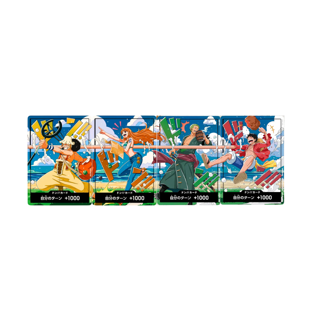 One Piece – World Unification Commemorative DON!! Card - Monkey D. Luffy & Zoro & Usopp & Nami Bundle (JAP)[PREORDER]