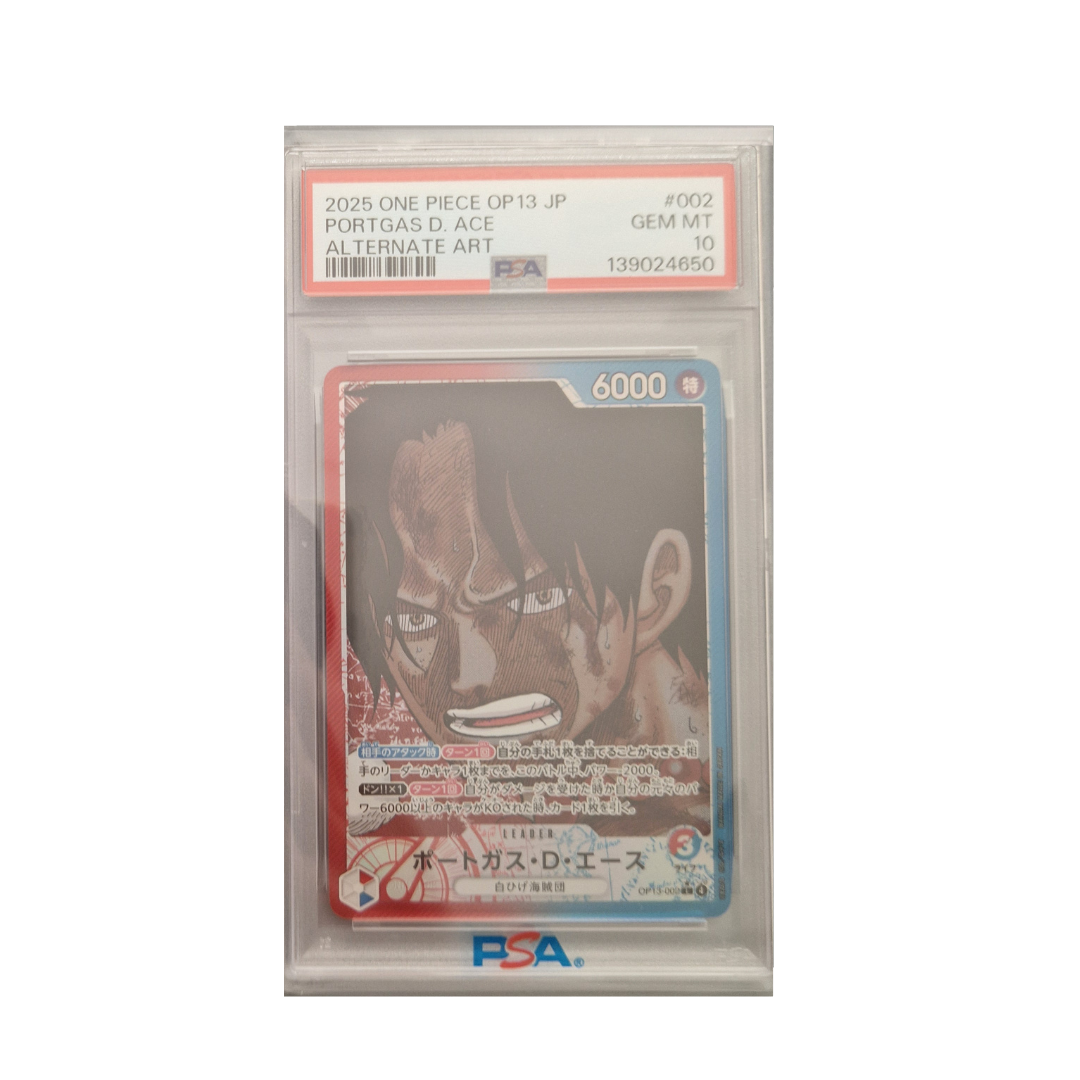 One Piece Card Game Portgas D. Ace OP13-002 L - ALT ART PSA10 [JAP]