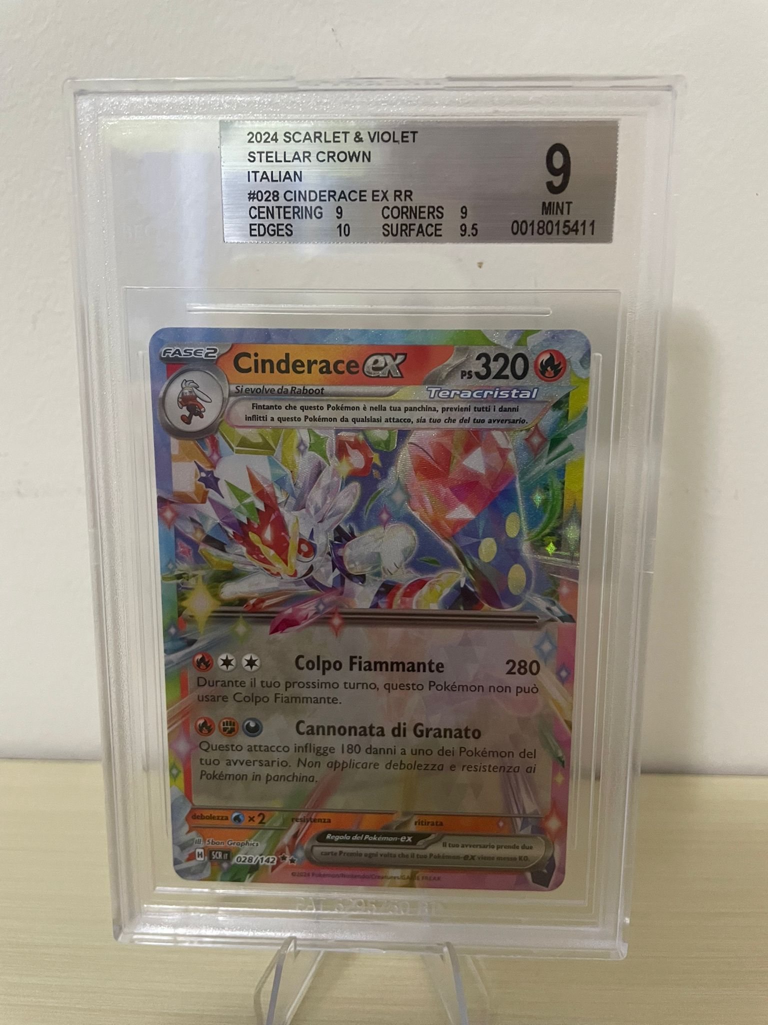 Pokemon 2024 Scarlatto&Violetto Corona Astrale - Cinderace EX RR - SCR IT 028/142 BGS 9 [ITA]