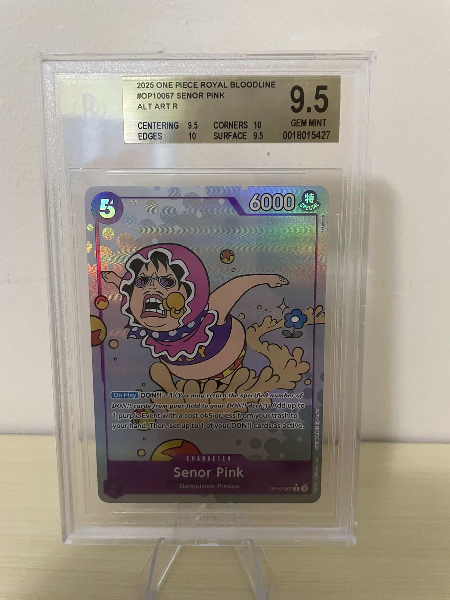 2025 One Piece Royal Bloodline - Senor Pink- OP10-067 ALT ART R BGS 9.5 [ENG]