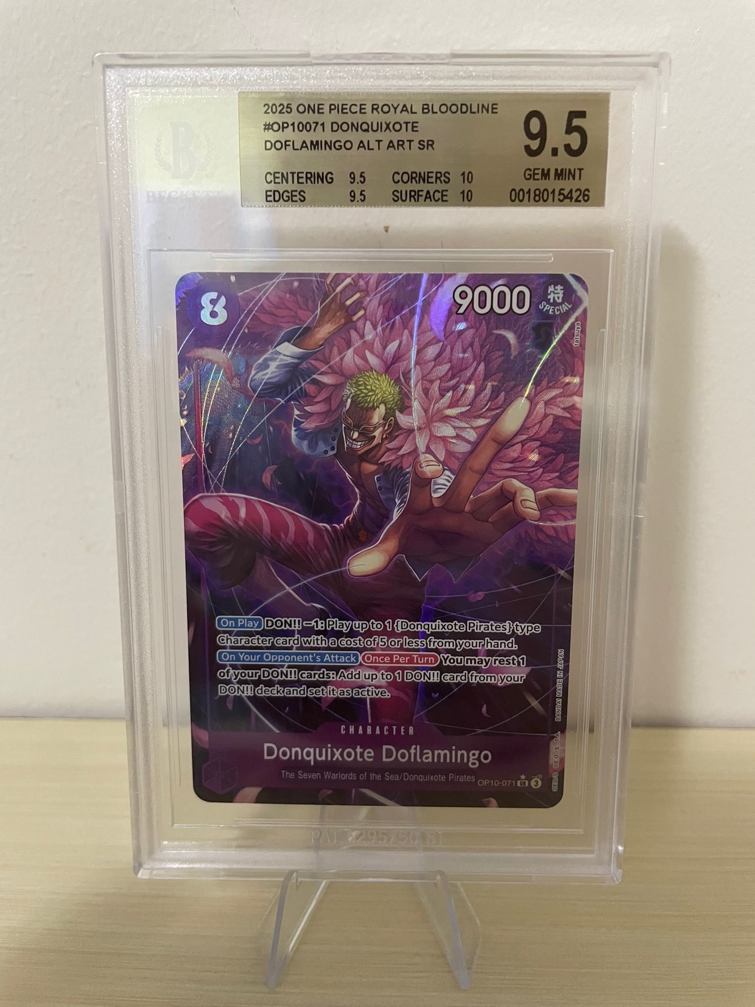 2025 One Piece Royal Bloodline - Doflamingo- OP10-071 ALT ART SR BGS 9.5 [ENG]