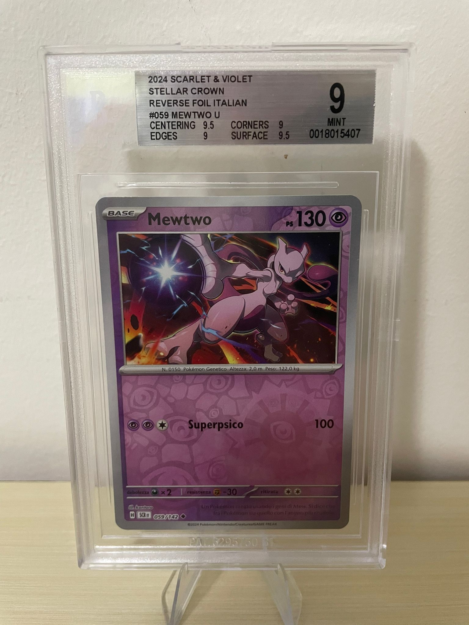 Pokemon 2024 Scarlatto&Violetto Corona Astrale - MewTwo Reverse Holo - SCR IT 059/142 BGS 9 [ITA]