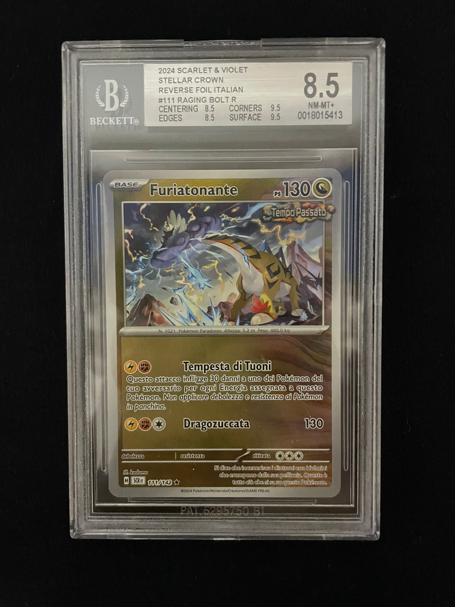 Pokemon 2024 Scarlatto&Violetto Corona Astrale - Raging Bolt R Reverse Holo - SCR IT 111/142 BGS 8.5 [ITA]